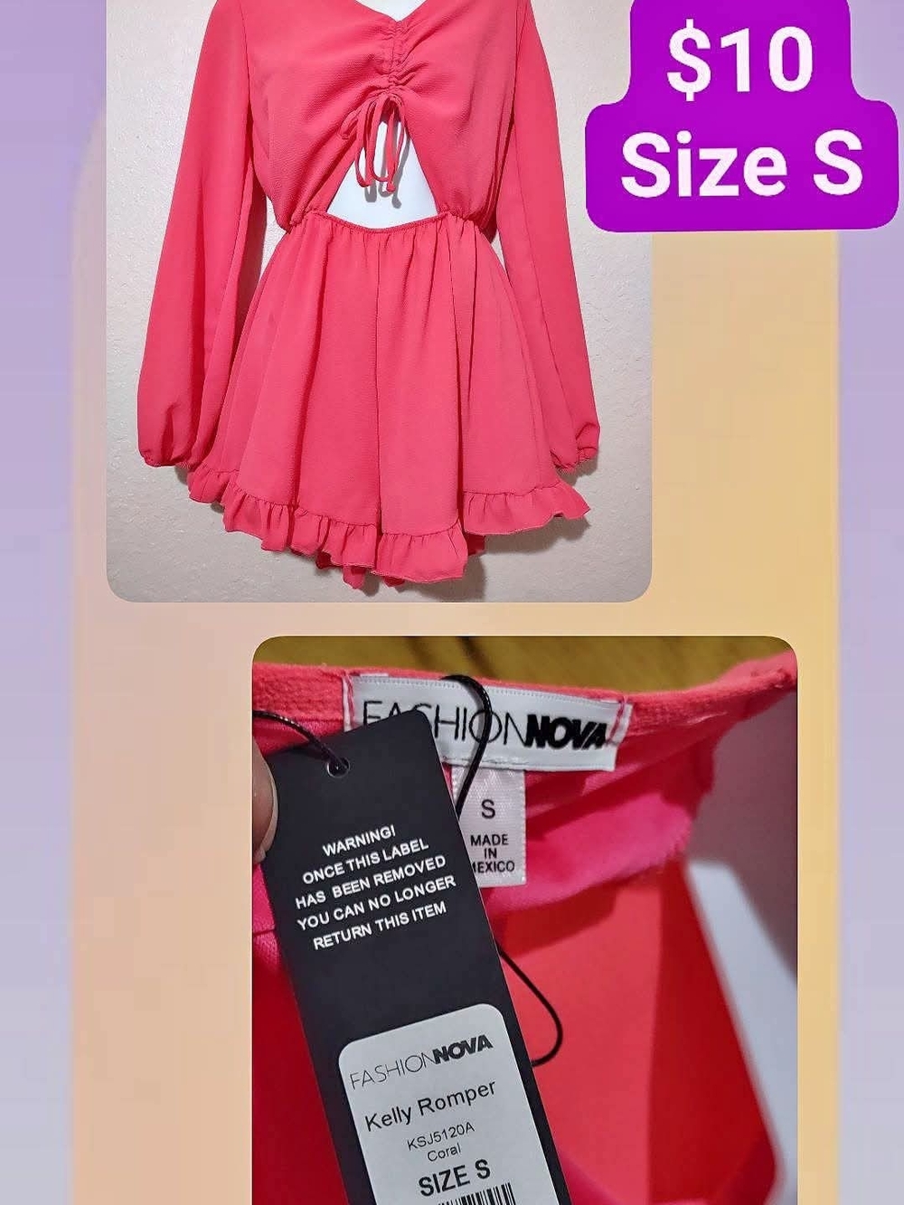 Fashion Nova Kids Coral Drawstring Kelly Romper